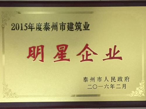 2015年度泰州市建築業(yè)明星企業(yè)